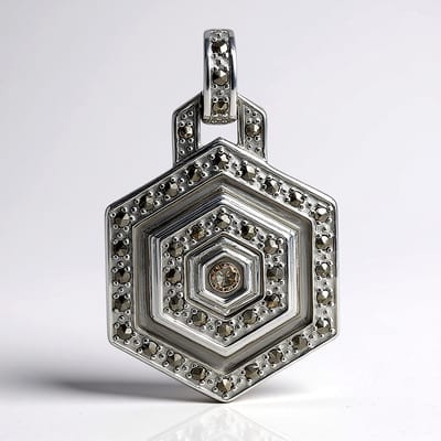 Cavill - Zilveren Hanger 925 Sterling Zilver - SI1 Argyle Rose De France Diamant 0,058 ct - 41 Markasieten 0,41 ct - Art Deco Glamour