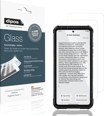dipos – 2x Pantserfolie geschikt voor Ulefone RugOne Xever 7 | 9H Screenprotector
