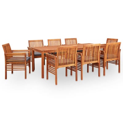 vidaXL - 9-delige - Tuinset - met - kussens - massief - acaciahout
