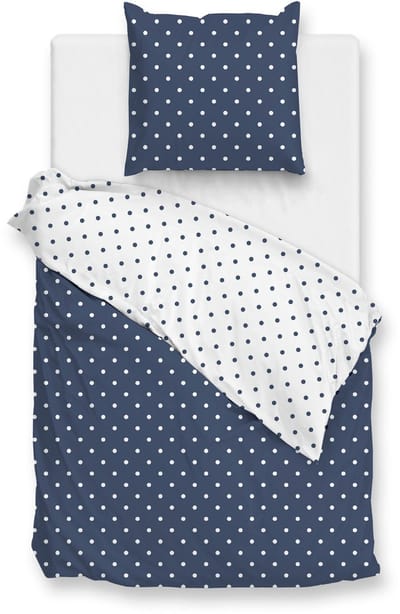 Zohome Dekbedovertrek Punta Di Cotone - Blauw - Eenpersoons - Dekbedhoes van 100% Katoen - Punten - 140x220 + 1 sloop 60/70 cm