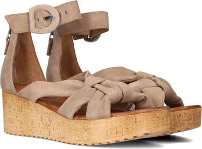 Omoda 722028 Sandalen - Met Sleehak - Dames - Taupe - Maat 38