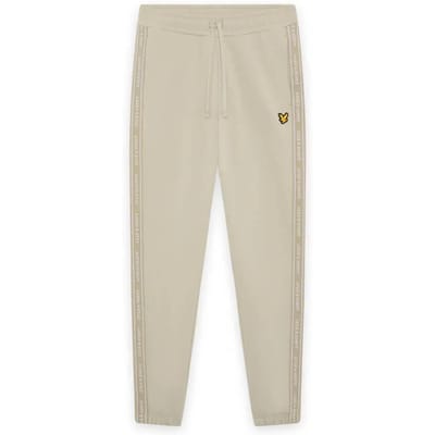 Lyle & scott jacquard tape joggingbroek in de kleur ecru.