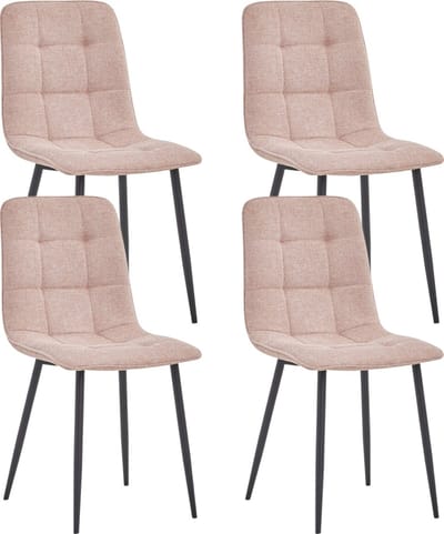Colenis - Ela Eetkamerstoel - Set Van 4 - Roze - Linnen - Design