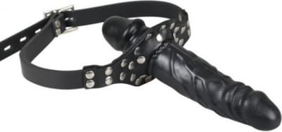 Nooitmeersaai - Mondknevel met siliconen dildo - zwart
