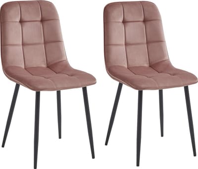 Colenis - Ela Eetkamerstoel - Set Van 2 - Roze - Velvet - Design