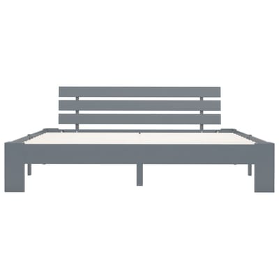 vidaXL - Bedframe - met - hoofdbord - massief - grenenhout - grijs - 160x200 - cm