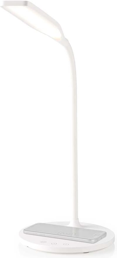 Nedis Bureaulamp met Draadloze Oplader – LED – Touch Dimbaar – Leeslampje – Wit