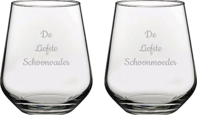 Gegraveerde Drinkglas 42,5cl De Liefste Schoonvader-De Liefste Schoonmoeder
