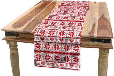 ABAKUHAUS Tafelrok – Noordische Grenzen – 40x225 cm – Oranje-Wit