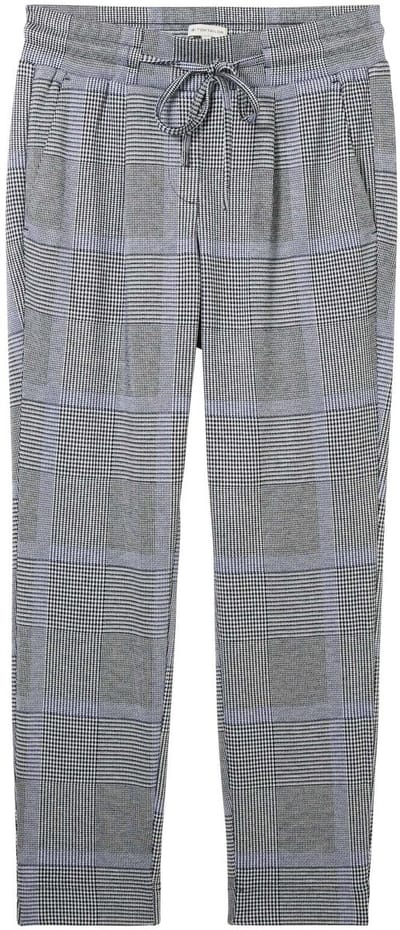 Tom Tailor - Losvallende geruite broek met LENZING™ EcoVero™ - Maat 34/28 - navy blue check