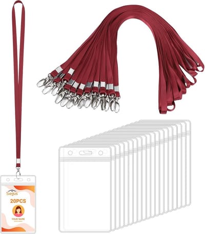 20 Stuks Verticale Badgehouders met Lanyards voor ID-Kaarten - Transparant en Duurzaam