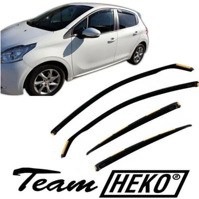Heko Déflecteurs d'air pour Peugeot 208 (2012-2019) 4 pcs Fumé, Acrylique renforcé, Installation facile