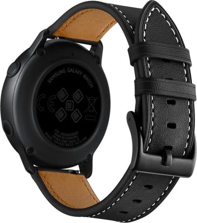 YONO Leer Bandje 20mm - geschikt voor Samsung Galaxy Watch 7/6/5/Classic - Garmin Vivoactive 6/5 - Huawei Smartwatch - Zwart