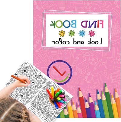 Zoek en Vind Boek - Puzzelboek - Reis Entertainment - Bevordert Creativiteit - 28.5 x 21 cm - Roze