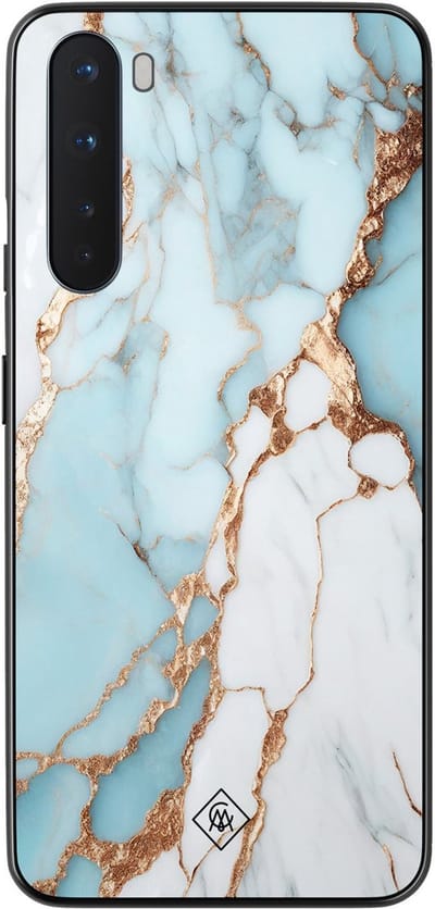 Casimoda® hoesje - Geschikt voor OnePlus Nord - Marmer Lichtblauw - TPU - Backcover - Blauw - Marmer