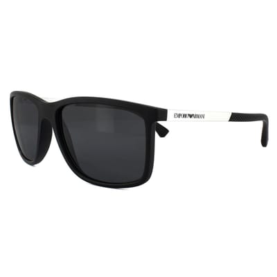Emporio Armani Zonnebril 4058 5063/81 Zwart Rubber Grijs Gepolariseerd