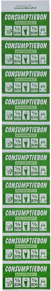 CombiCraft Halve consumptiebon op strip groen (50x28 mm) - per 5000 bonnen