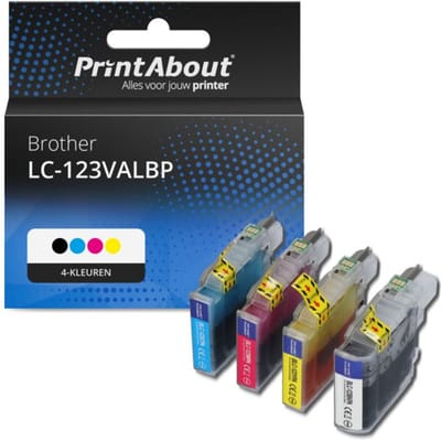 PrintAbout huismerk Inktcartridge LC-123VALBP 4-kleuren Multipack Geschikt voor Brother