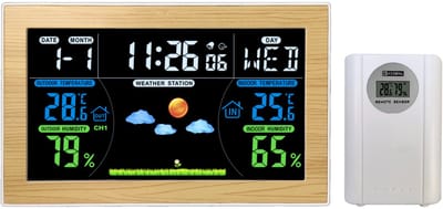 Weerstation binnen/buiten – Kleur LCD, digitaal weer thermometer, jaarklok voor garage/opslagruimte