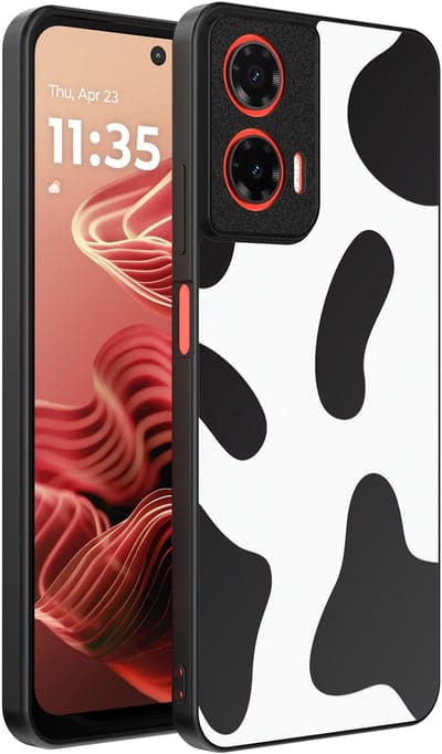 Smartphonica Telefoonhoesje Geschikt voor Motorola Moto G35 met Koeienvlekken Opdruk - TPU Backcover Case With Cow Patches Design geschikt voor Motorola Moto G35