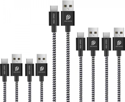 Dux Ducis 2.1A Fast Charge USB-A naar USB-C Kabel Set 5-Pack (2x 1M + 2x 2M + 1x 3M) Zwart/Wit