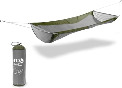 Hangmat 2 x 1 m nylon groen/grijs voor ontspannen en slapen