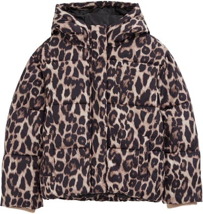 WE Fashion Meisjes oversized gewatteerde jas met luipaardprint