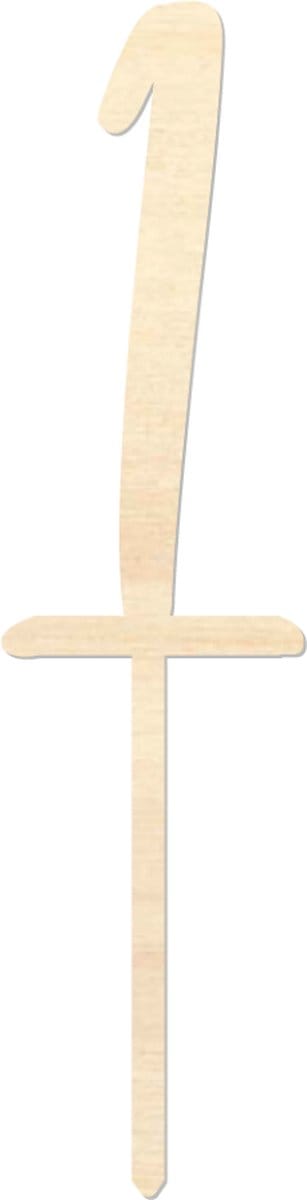 Houten caketopper / taarttopper - Getal 1 - Taart / Cake topper op bestelling gemaakt