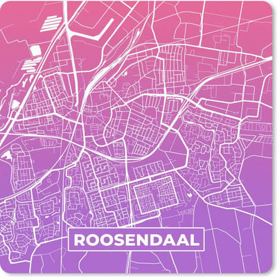 Muismat 20x20 cm - Mousepad Stadskaart - Roosendaal - Paars - Roze - Muismatten