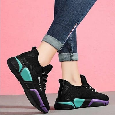 Dames Sneakers Vrouwen Casual Sneakers Zomer Comfortabel Ademend Platform Schoenen Mode Vrouwen Veelzijdige Veterschoenen 38 black