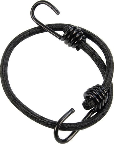 Snelbinder 60cm zwart pe 8mm koord met 2 spinhaken 4 stuks