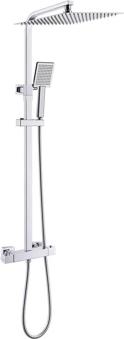 Auralum Max Regendouche met Thermostaatkraan - Doucheset - Regendouche Ø 30 cm - Handdouche Ø 8.5 cm - Verstelbare Hoogte 82-125 cm - Waterbesparend - Chroom