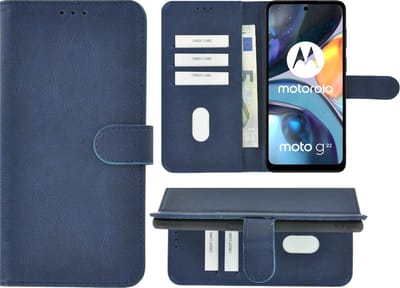 MoDo hoesje Geschikt voor Motorola Moto G22 - Kunstleer Book Case - Blauw