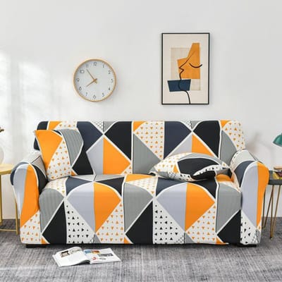 Housses de Canapé Imprimées en Coton pour Salon Housse Extensible Élastique Housses de Canapé d'Angle Modulaire 1 /2 /3 /4 Places 1-seater 90-140cm black