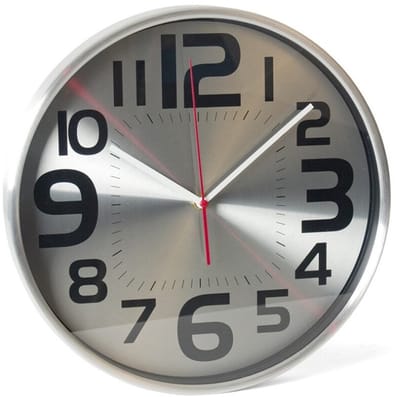 Wandklok modern - zilver - 30 cm - aluminium - grote cijfers - makkelijk af te lezen