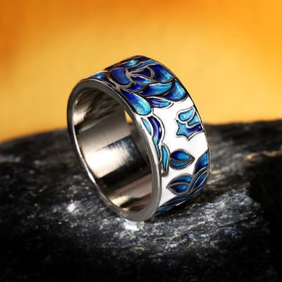 Klassieke Epoxy Emaille Blauwe Bloem Damesring 925 Voor Dames Sieraden Trouwring Bruids Sieraden Ring 10 gray