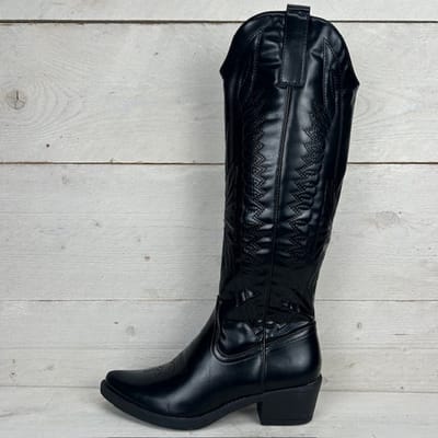Gave leatherlook cowboylaarzen zwart Maat 38