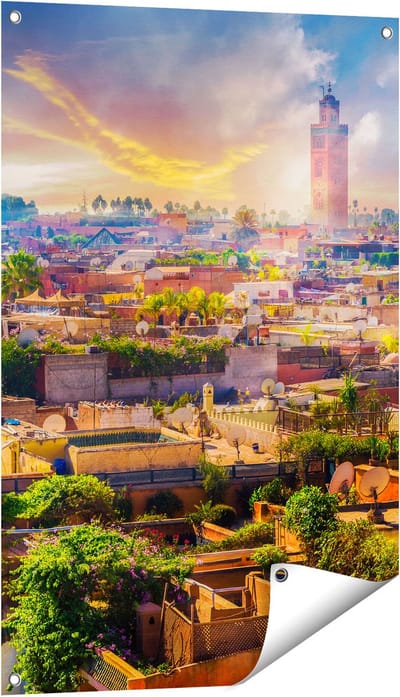 Gards Tuinposter Medina van Marrakesh in Marokko - 60x90 cm - Tuindoek - Tuindecoratie - Wanddecoratie buiten - Tuinschilderij