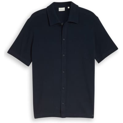 Tom Tailor - Korte Mouw Overhemd - Heren - XL - Blauw - Katoen - 1050235