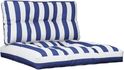 Pallet Kussens - Zitkussens Bankkussens - Buiten Zitten - Waterafstotend - 70x70x12 cm - Blauw Wit