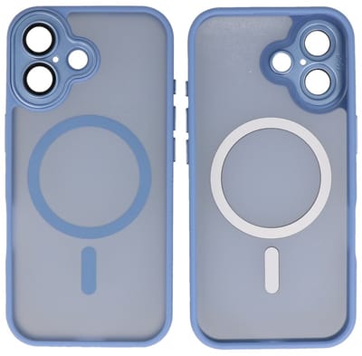 MagSafe Hoesje Geschikt voor iPhone 17 - Mat-Transparent met Camera Beschermer Case - Blauw
