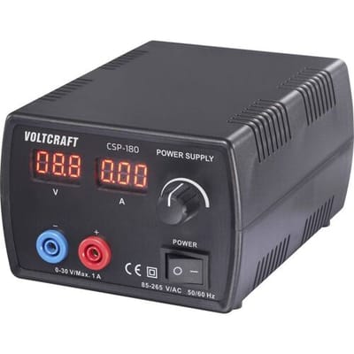 VOLTCRAFT CSP-180 Labvoeding, regelbaar gelijkspanning 0 - 30 V/DC 1 A (max.) 30 W Aantal uitgangen 1 x