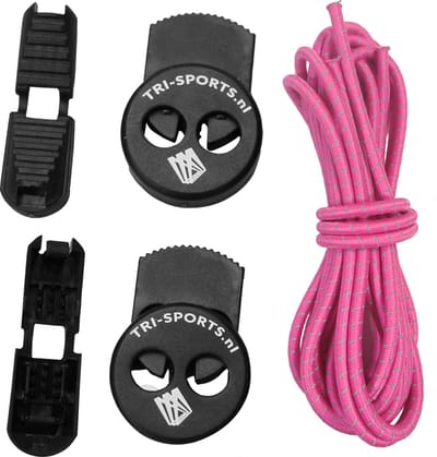 Tri-Sports.nl Elastische Snelveters - Roze / Reflectie - 120 cm. lang & 3 mm dik. Ideale elastische veters voor triathlon en hardlopen.