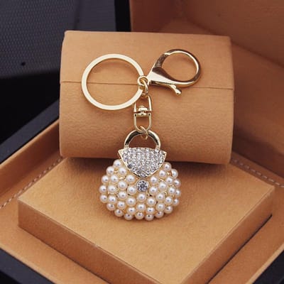 Mode sleutelhangers sleutelringen Metalen Bedel Parel Tas Sleutelhanger Kwastje Sleutelhanger Auto Tas Sleutelhanger Voor Vrouwen Sieraden Accessoires Cadeau brown