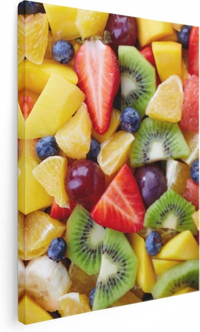 Artaza Canvas Schilderij Fruitsalade - 30x40 cm - Klein - Wanddecoratie Woonkamer - Muurdecoratie Keuken - Schilderijen Op Canvas Fruit