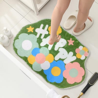 Dailygoods- Badmat 40 x 60 cm - Antislip Badmat - Zachte Microvezel - Super Absorberend - Machinewasbaar - Bloementapijt - Vloermat