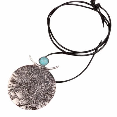 Knoopkoord -zwart-metalen -boom motief -allergievrij-Charme Bijoux