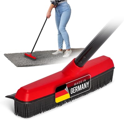 Novaliv rubberen bezem met steel voor in de auto & wisser kappersbezem rubberen knopbezem hondenhaarverwijderaar bezem voor binnen stenen vloeren tapijtbezem vloerwisser huishoudbezem wonderbezem