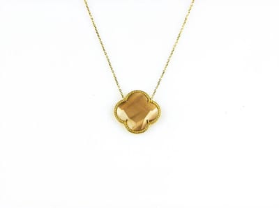 model Fiori kleine klaver collier in zilver verguld bruin