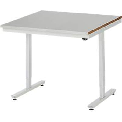 Rau Adlatus werktafel, elektrisch in hoogte verstelbaar, 25 mm MDF-plaat met plaatstalen bekleding, 300 kg, B 1000 x D 800 x H 720-1120 mm, zilver/lichtgrijs